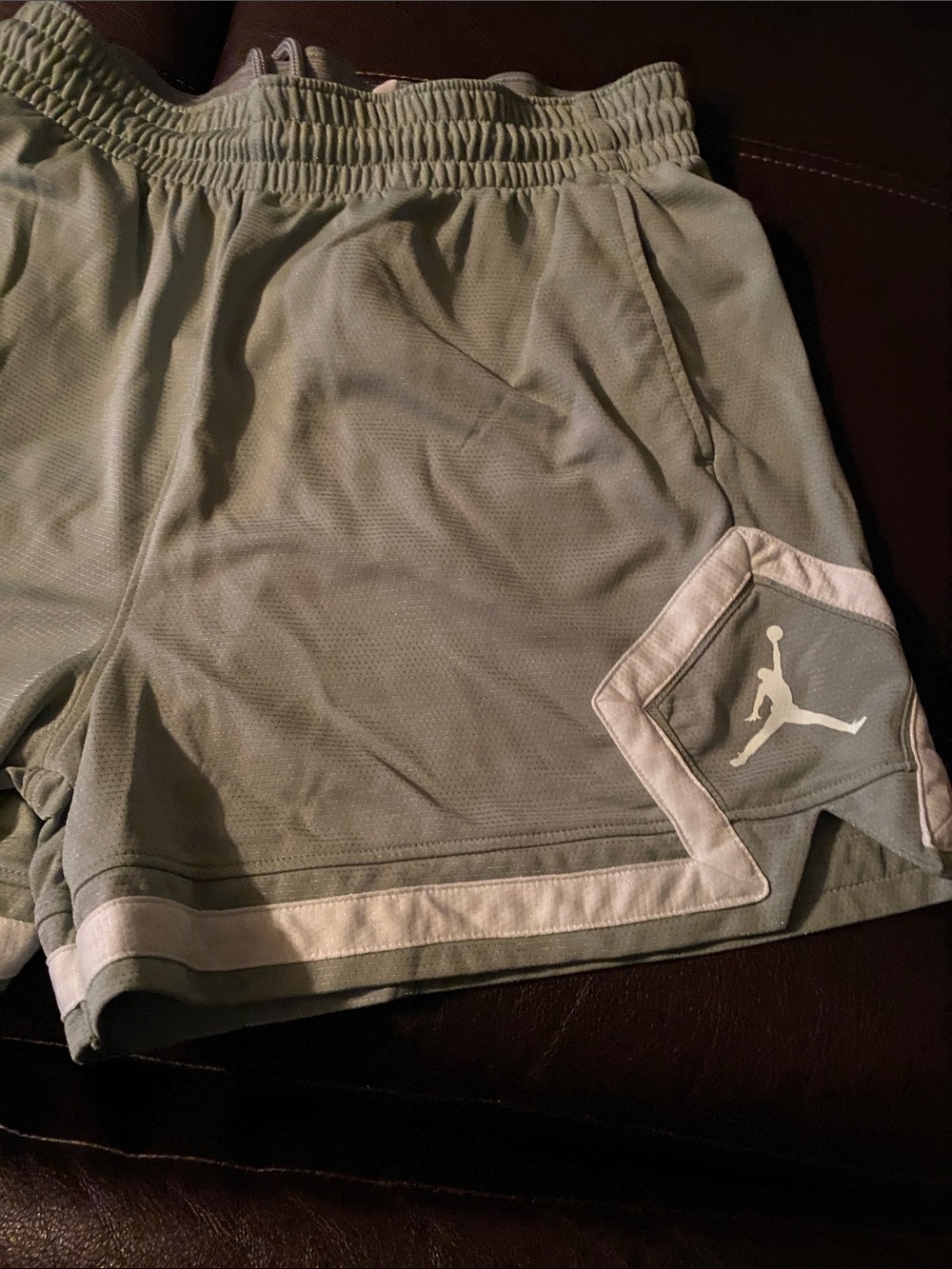 Jordan Men’s Athletic Mesh Shorts in Olive Green with White Trim